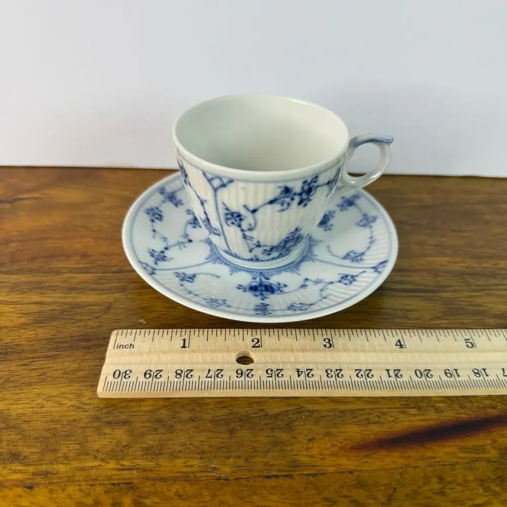 Vintage Royal Copenhagen Teacup and Saucer Blue White Denmark Tea Cup